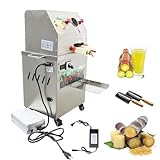 EQCOTWEA 110V AC/24V DC Dual Power Sugarcane Juicer Machine, 3-Roller Vertical Electric Sugar Cane Press with Transformer, Commercial Stainless Steel Juice Extractor for Sugarcane Juice Shop, Bar