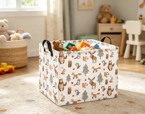 Image of Rectangular Valentines Basket for Women Girls Storage Bin Organizer Box Shelf Room Decor(Grey Animal)