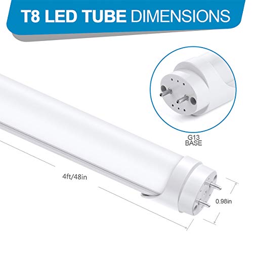 T8 T10 T12 LED Light Tube 4FT, 22W (40W-50W Equiv.), Dual-End Powered, Ballast Bypass, F48T8 Fluorescent Replacement, 2400Lumens, 6000K, Frosted Cover, Garage, Warehouse, Shop Light - 25 Pack - Thumbnail 7
