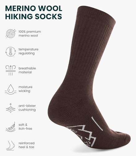 Image of Merino Wool Socks for Men and Women Hiking Merino Wool Boot Socks Thermal Warm Crew Style Work
