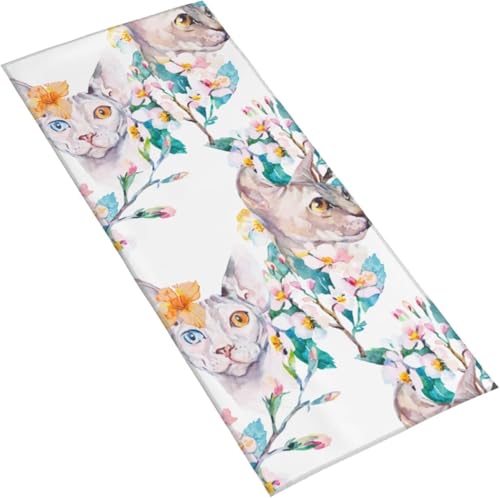 フェイスタオル きれいなスフィンクスと花 マイクロファイバー タオル 柔らか 肌に優しい 肌触りが良い ふわふわ 髪に優しい 通気 かわいい 抗菌防臭加工 瞬間吸水 速乾 耐久性 薄手 毛羽落ち少ない 業務用タオル