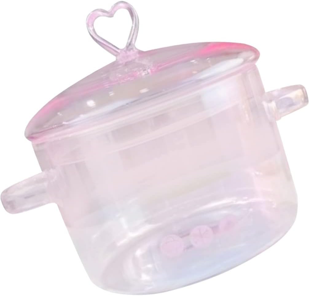 Glass Saucepan Stovetop Milk Butter Warmer Stew Simmer Pot Instant Noodle Cookware with Cover and Dual Handle for Pasta Chocolate Melting Coffee Tea Soup 300ml