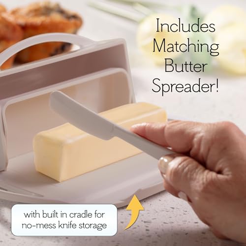 Image of Butterie Flip-Top Butter Dish with Matching Spreader (Ivory)