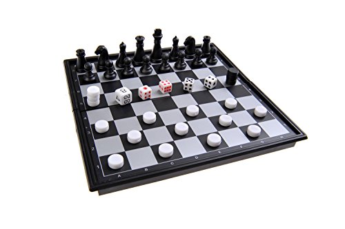Preisvergleich Produktbild Quantum Abacus Magnetisches Brettspiel (Mini Reise-Edition): Schach, Backgammon - magnetische Spielsteine, Spielbrett zusammenklappbar, 15x15x1.5cm, Mod. SC53810 (DE)