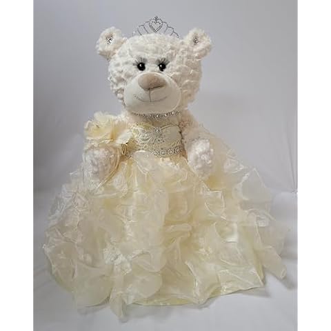 KINNEX COLLECTIONS SINCE 1997 20" Quince Anos Quinceanera Last Doll Teddy Bear with Dress (Centerpiece) ~ ARC16831-2R (Ivory) Cover