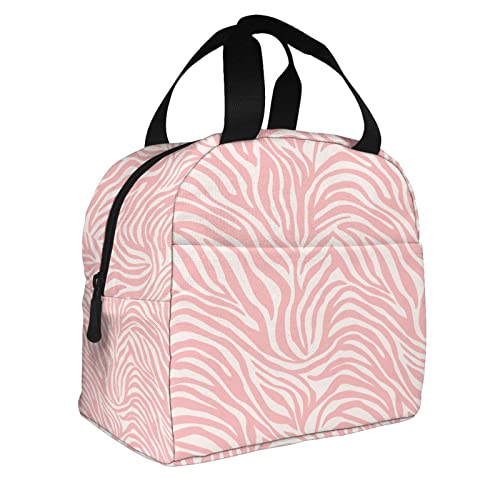 Jshxjbwr Pink Zebra Animal Print Portable Lunch Bag For Women Men Pink Insulated Cooler Tote Bag Reusable Lunch Box For Travel/Picnic/Work/Hiking/Office #TOP1