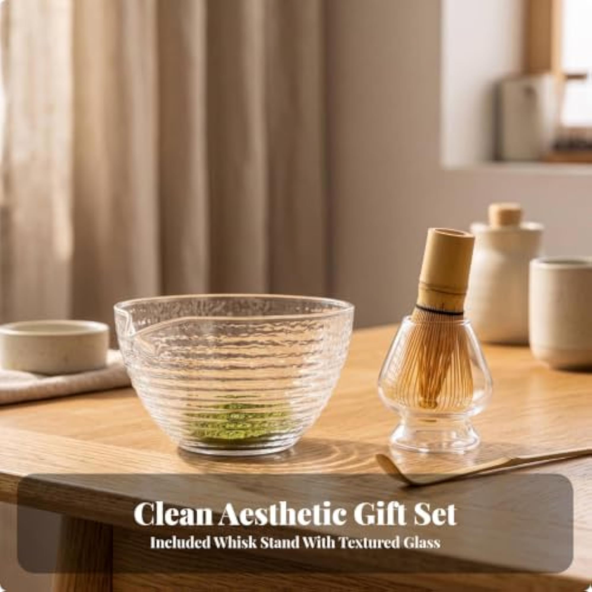 Glass Matcha Bowl with Spout, Easy to Clean