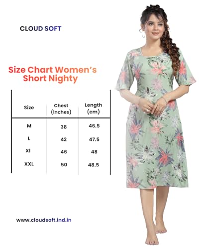 Image of CLOUD SOFT Stylish Women's Short Nighty | Premium Rayon Fabric | Soft Comfortable Everyday Night Dress - CS5002