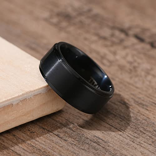 Anillos de boda de titanio negro mate de 8 mm sin arañazos y muy cómodo 4