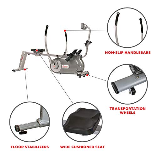 Sunny Health & Fitness Full Motion Magnetic Rowing Machine Rower With Advanced Lcd Display, Elevated Seat, 265 Lb Max Weight And Foldable - Sf-Rw5864,Gray #TOP3