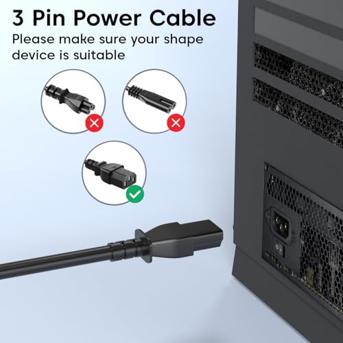Sounce 1.8M Power Cord Replacement Cable with India Plug and IEC Connector 3 Pin Heavy Duty Power Cable for Desktop PC Monitor Printer TV SMPS Projector Gaming Console and More Durable (Black) view 2