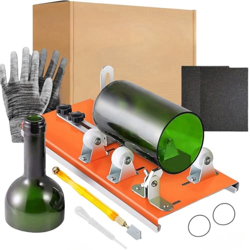 Glass Bottle Cutter, Stainless Steel Glass Cutter for Bottles for Cutting Wine, Beer, Mason Jars, Whiskey, Round and Oval Bottles, Bottle Cutter & Glass Cutter Bundle for DIY Project Crafts