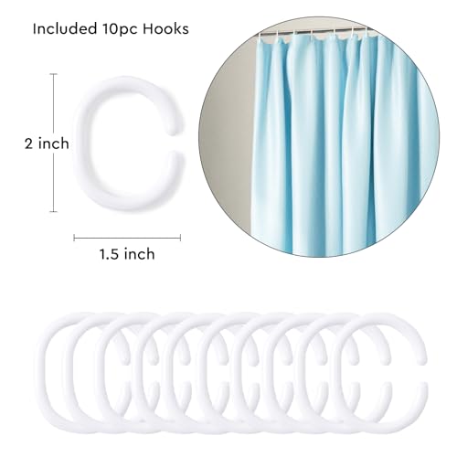 Image of Encasa XO Waterproof Shower Curtain for Bathroom 6 x 6 feet(183x183 cm), Anti-Fungal Polyester Washroom Curtain with 12 Hooks, Wet & Dry Partition Toilet Curtains ZZ Light Blue