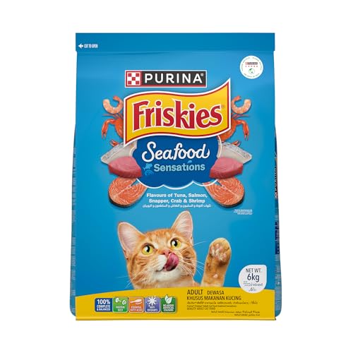 Image of Purina Friskies Seafood Sensations Adult Dry Cat Food, 6kg, Contains Tuna, Salmon, Snapper, Crab & Shrimp Flavours