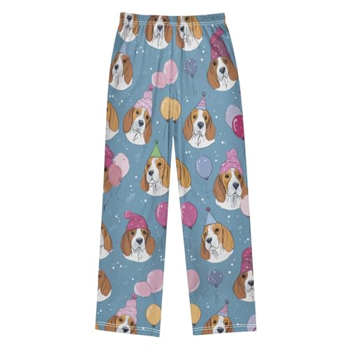 ZZXXB Beagle Birthday Balloons Boys Long Pants Soft Trousers Elastic Waist Kids Lounge Bottoms with Pockets S-XL2