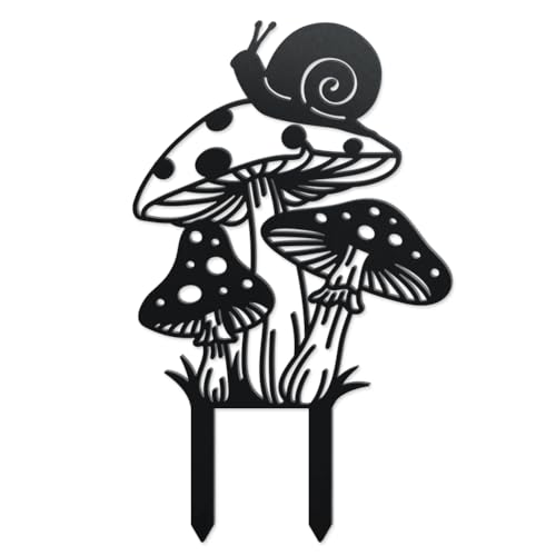 WADORN Piquets de Jardin Décoratifs en Métal D'Escargot et de Champignon, Statues Amusantes en Métal Escargot et Un Champignon Ornement de Jardin Plante Cadeau Décor pour Extérieur Cour Patio Pelouse