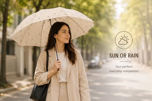 Image of Umbrella for Women | Umbrellas for Men | UV Coated 3 Fold Umbrella for Rain with Auto Open and Close Small Printed Folding Travel-Foldable Windshield