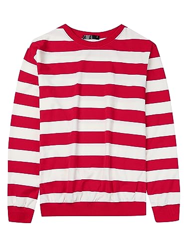 Lars Amadeus Striped Sweatshirt for Men's Crew Neck Long Sleeves Pullover Color Block Sweatshirts