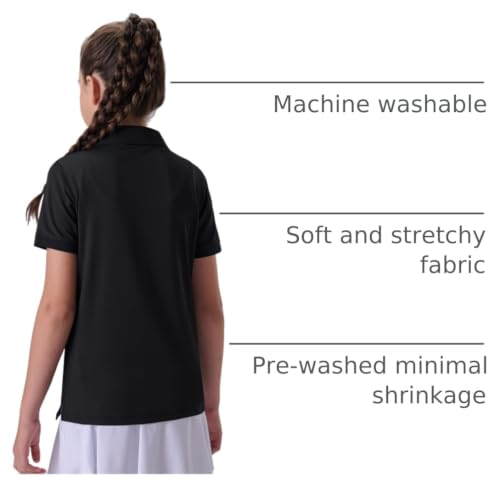 Image of Liberty Pro 3 Pack Youth Girls Short Sleeve Golf Polo Shirts | Collared Shirts, 3-Button Placket, Moisture Wicking Tops for Kids, Teens, School Uniform, Golf, Tennis