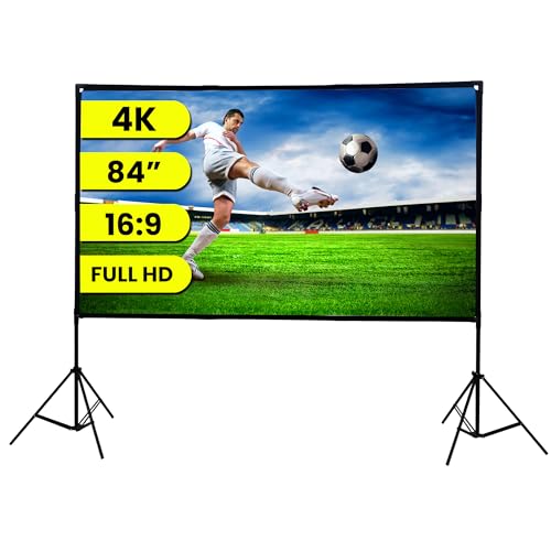 Extralink Telo per Proiettore 84 Pollici con Treppiede - Pieghevole 16:9 per HD/4K, Schermo Portatile Anti-Piega per Home Cinema, Telo per proiettore da Esterno & Presentazioni, 186x105CM