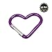 Mini Heart Shaped Aluminum Carabiner Buckle Pack Spring Snap Keychain Clip, Purple, Pack of 10