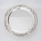 Sofort Lieferbar Orientalisch Design Tablett Teetisch Teetablett 46 cm x 7 cm Rund Silber Neu