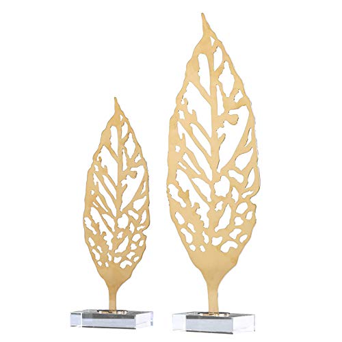 SXSYZZCL statue, Home Light Titanium Metal Leaves Abstract Decoration Figurine Decorative Metal Leave Statue,large
