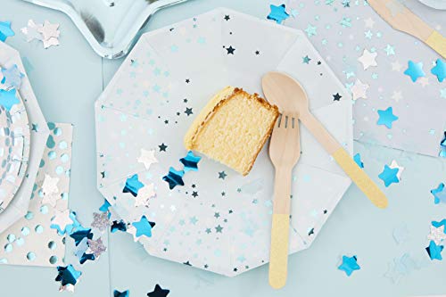 InviteMe Betoverend 18-delig pastelglitter houten bestek met lepels, vorken en messen met pastelgeel, roze en blauwe… - Image 8