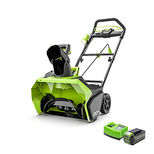 Bild zu Greenworks Akku-Schneefräse GD40ST+Li-Ion 40V 4Ah wiederaufladbarer leistungsstarker Akku+ passend für alle Geräte und Akkus der 40V Greenworks Tools Serie