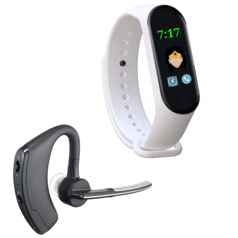 Lapras Combo Pack of 2 Items - M4 Band Bluetooth Fitness Tracker, Voyager Series Bluetooth Talk Music Headset (12 Year Warranty)-image-7