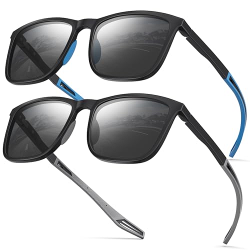 Image of SKYOAK Premium Large 158MM XXL Polarized Sunglasses for Men Women, Scratch /Saltwater Resistant /Oleophobic Coating Lens Sun Glasses TR Frame Stylish Oversized Shades (2 Pack, Black & Blue)