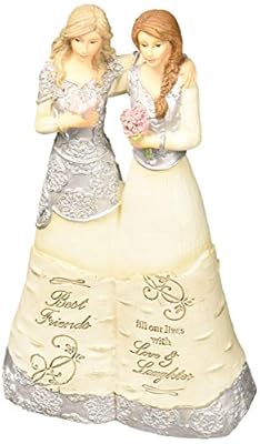 Pavilion Gift Company 6 Inch Collectible Elements Double Angel Figurine Best Friends Fill Our Lives with Love & Laughter, Beige