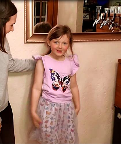 Retsugo Baby Girls Skirt And Top Set Flutter Sleeve Butterfly Shirt Tulle Skirts Set Kids Tutu Dress Toddler 2Pc Birthday Party Outfits Purple 7-8 Years,8T #TOP1