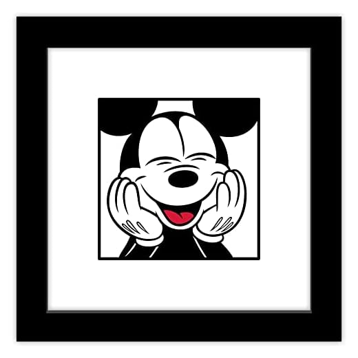 Trends International Gallery Pops Disney Mickey Mouse - Mickey Expressions - Happy Wall Art Wall Poster, 12" x 12", Black Framed Version