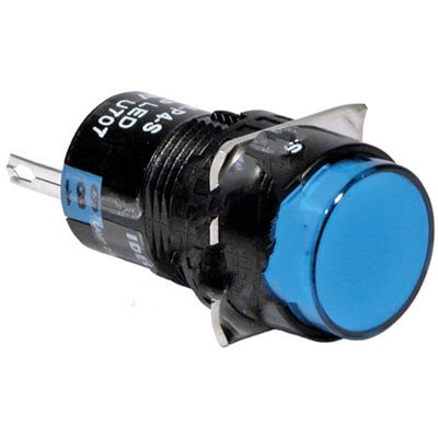 Idec Corporation Al6M-M24-S, Indicator; Pilot Light; Blue; Led; 16 Mm; Round; 24 Vac/Dc; Quick Connect