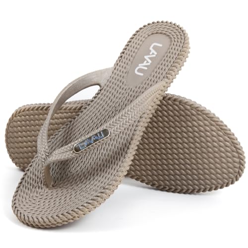 Image of LAVAU Flip Flops for Women, Waterproof Non Slip Thong Sandals for Shower Beach Pool, 100% Recyclable