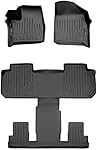SMARTLINER Custom Fit Floor Mats 3 Row Liner Set Black Compatible with 2018-2023 Chevrolet Traverse with 2nd Row Bucket Seats