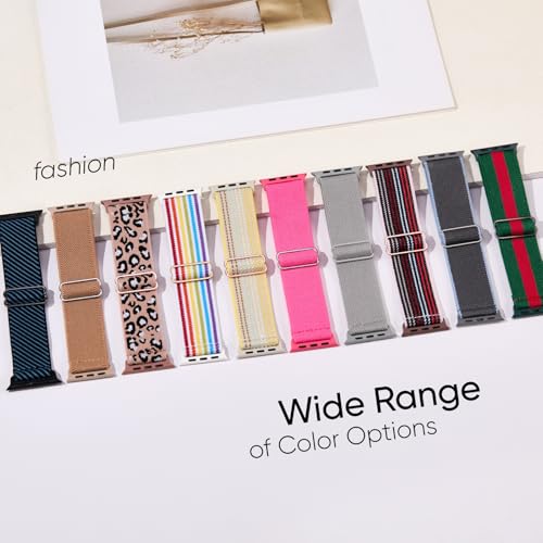 Image of 10 Pack Stretchy Bands Compatible with Apple Watch Band 40mm 38mm 41mm 42mm 44mm 45mm 46mm 49mm Women Men, Nylon Solo Loop Elastic Sport Straps for iWatch Series 11 10 9 8 7 6 5 4 SE 3 Ultra
