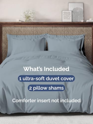 Image of Duvet Cover Queen Size - Soft 3 Piece with Zipper Closure - Steel Blue