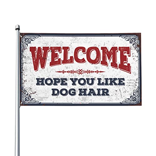 Drapeau d'athlète étudiant contre les murs blancs déco chambre Welcome dog hair