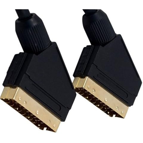 World of Data 1m Shielded Scart Cable - Professional Quality - 24k Gold Plated - Fully Wired 21-pin Scart - Audio & Video Lead - Male to Male Cover
