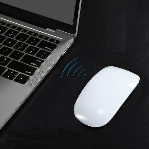 Ratón inalámbrico blanco ergonómico Lurrose con botón de volumen integrado 5