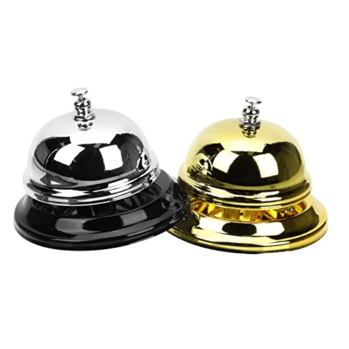 EXCEART 2 piezas Campanas de Servicio de Metal Timbres de Mesa con Sonido para Restaurantes Bares y Recepción Duraderas y Fáciles de Usar y Plata