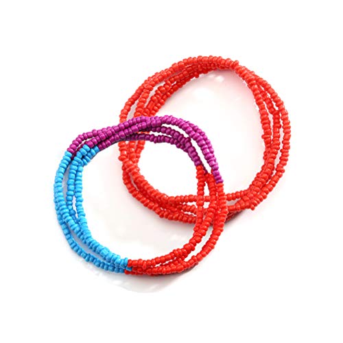Waist Beads for Women, Colorful Beads Summer Jewelry, African Waist Bead, Belly Bead, 2 Pieces