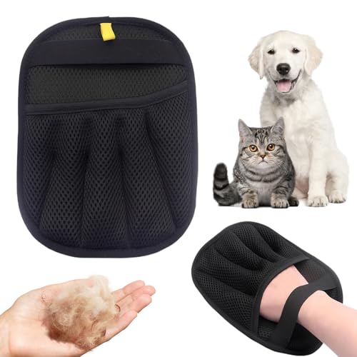 Pet Hair Removal Glove, Cat Dog Washing Gloves, Double Sided Groo...