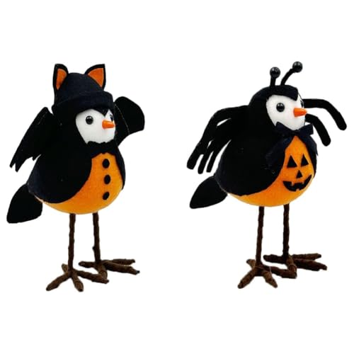 Hethlif 2 Piezas Halloween Bird Figurine Halloween Featherly Friends Birds Standing Bird Adornos para Mesa Home Window Display