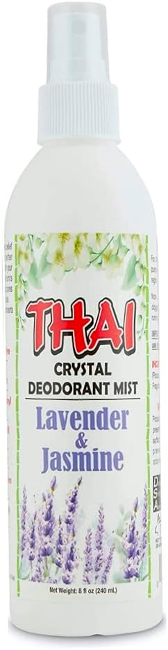 Thai Deodorant Stone Crystal Mist Natural Deodorant Spray 8 oz.Lavender & Jasmine, Single)