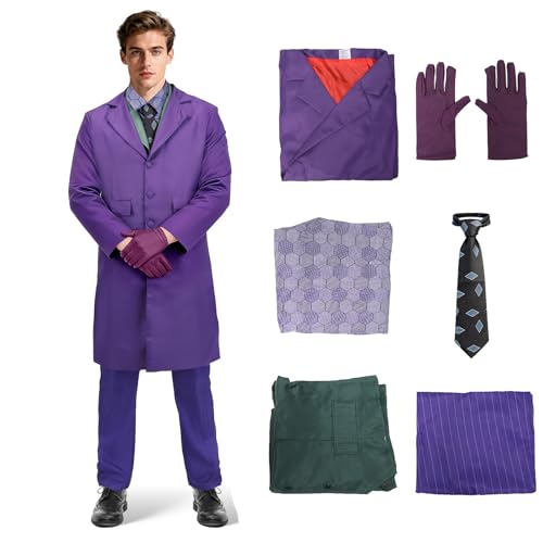 Xinxiaomeng 6Pcs Clown Costume for Men Purple Knight Clown Costumes