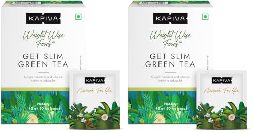 Image of Kapiva Get Slim Green Tea Powder (45Gm) | Lemongrass Flavored + Natural Metabolism Booster For Healthy Weight Care (Pack of 2)