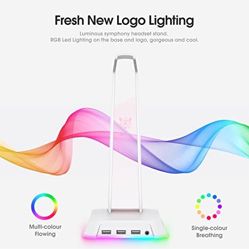 AJIJAR RGB Headphones Stand with 3.5mm AUX and 3 USB 2.0 Ports, Gaming Headset Holder Hanger with Non-slip Rubber Base for AJIJAR Gaming Headset(Not Included), PC, Desktop